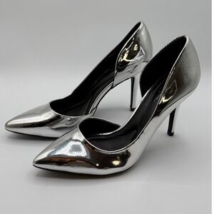 Jessica Simpson Women Silver Metallic Pointed Toe Stiletto Heels‎ DOrsay Pumps
